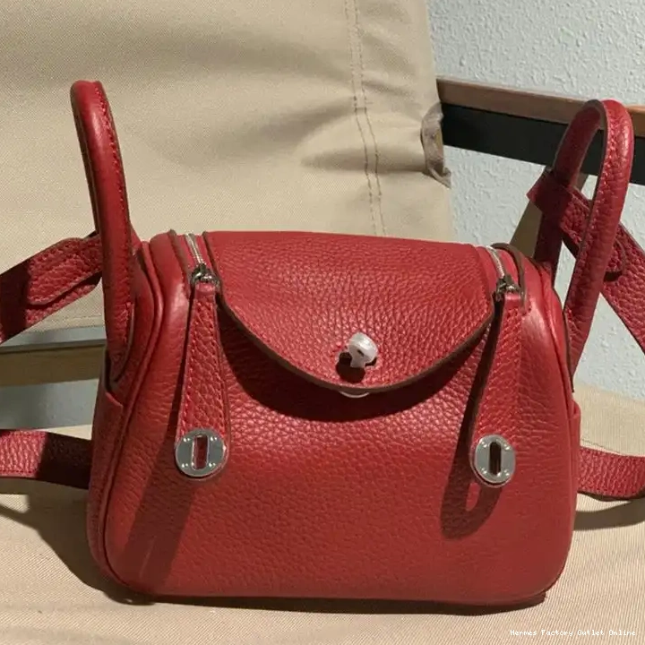 Lindy Togo Mini Leather Palladium Hardware Bag Hermes In Red 0503